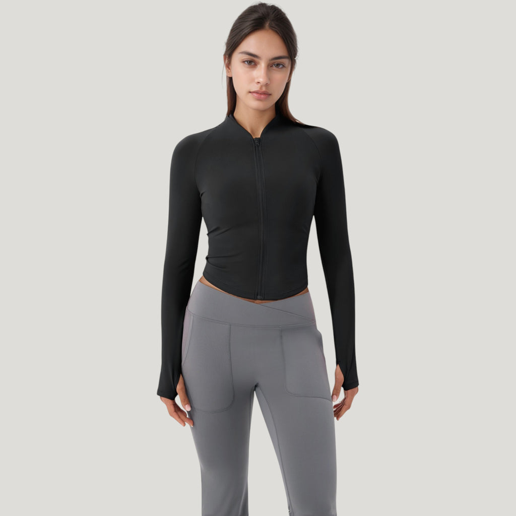 Anna-Kaci Active Women's Long Sleeve Zip Front Activewear Jacket with Streamlined Fit and Lightweight Performance Fabric