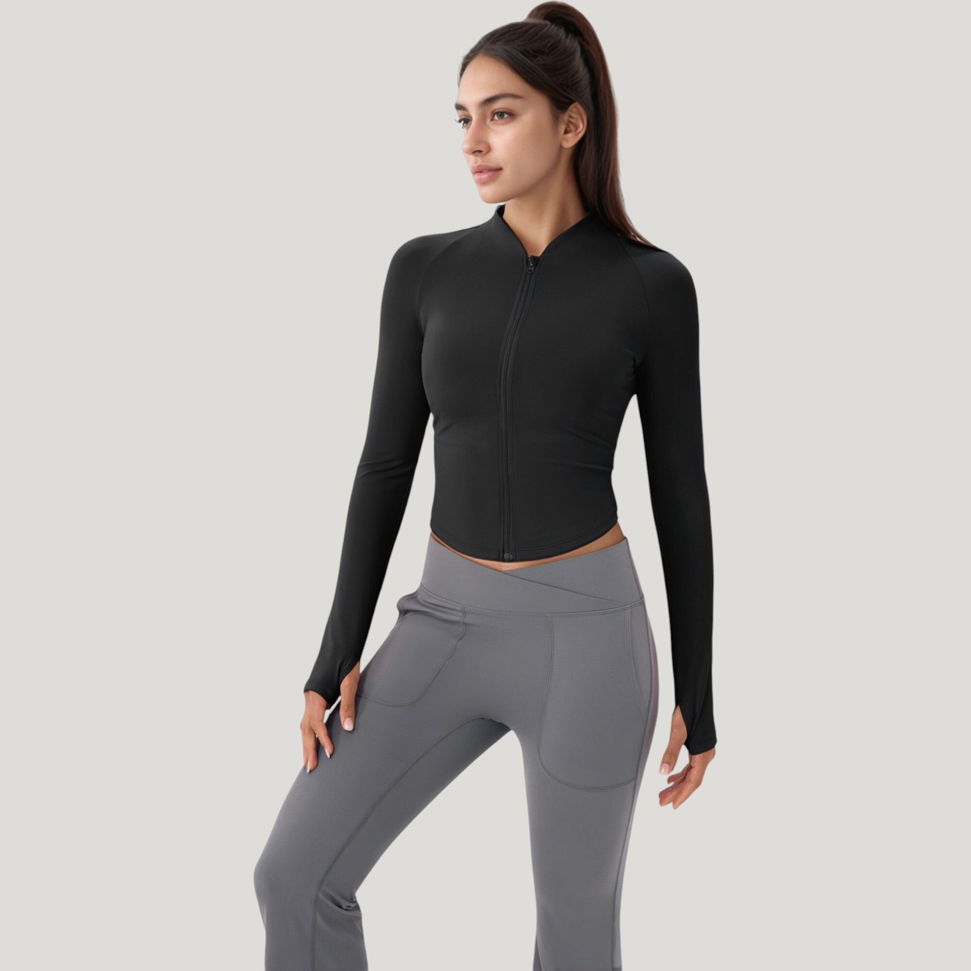 Anna-Kaci Active Women's Long Sleeve Zip Front Activewear Jacket with Streamlined Fit and Lightweight Performance Fabric