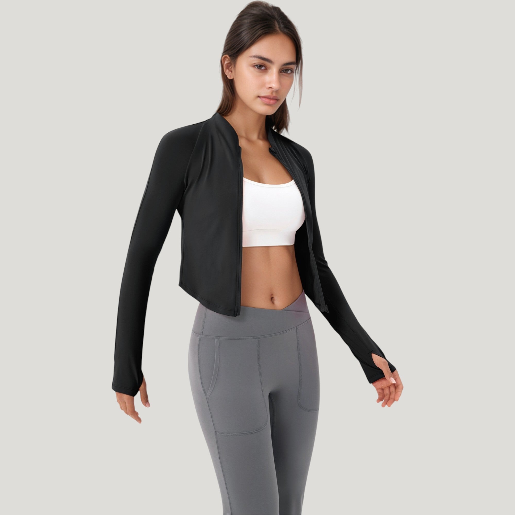 Anna-Kaci Active Women's Long Sleeve Zip Front Activewear Jacket with Streamlined Fit and Lightweight Performance Fabric
