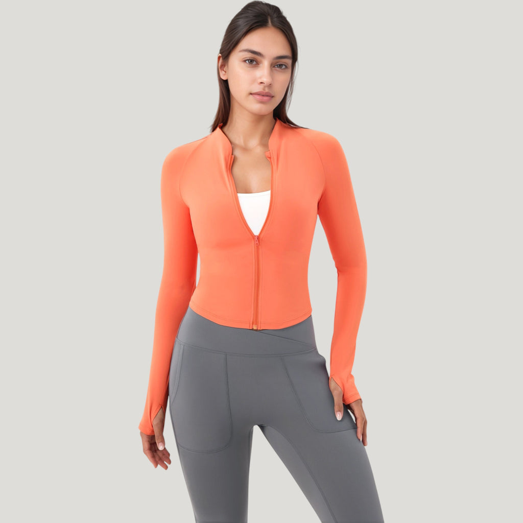 Anna-Kaci Active Women's Long Sleeve Zip Front Activewear Jacket with Streamlined Fit and Lightweight Performance Fabric