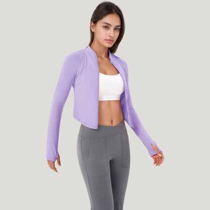 Anna-Kaci Active Women's Long Sleeve Zip Front Activewear Jacket with Streamlined Fit and Lightweight Performance Fabric