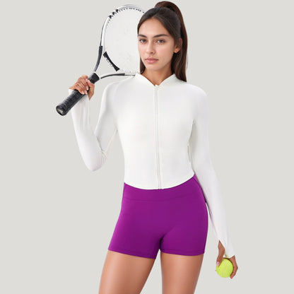 Anna-Kaci Active Women's Long Sleeve Zip Front Activewear Jacket with Streamlined Fit and Lightweight Performance Fabric