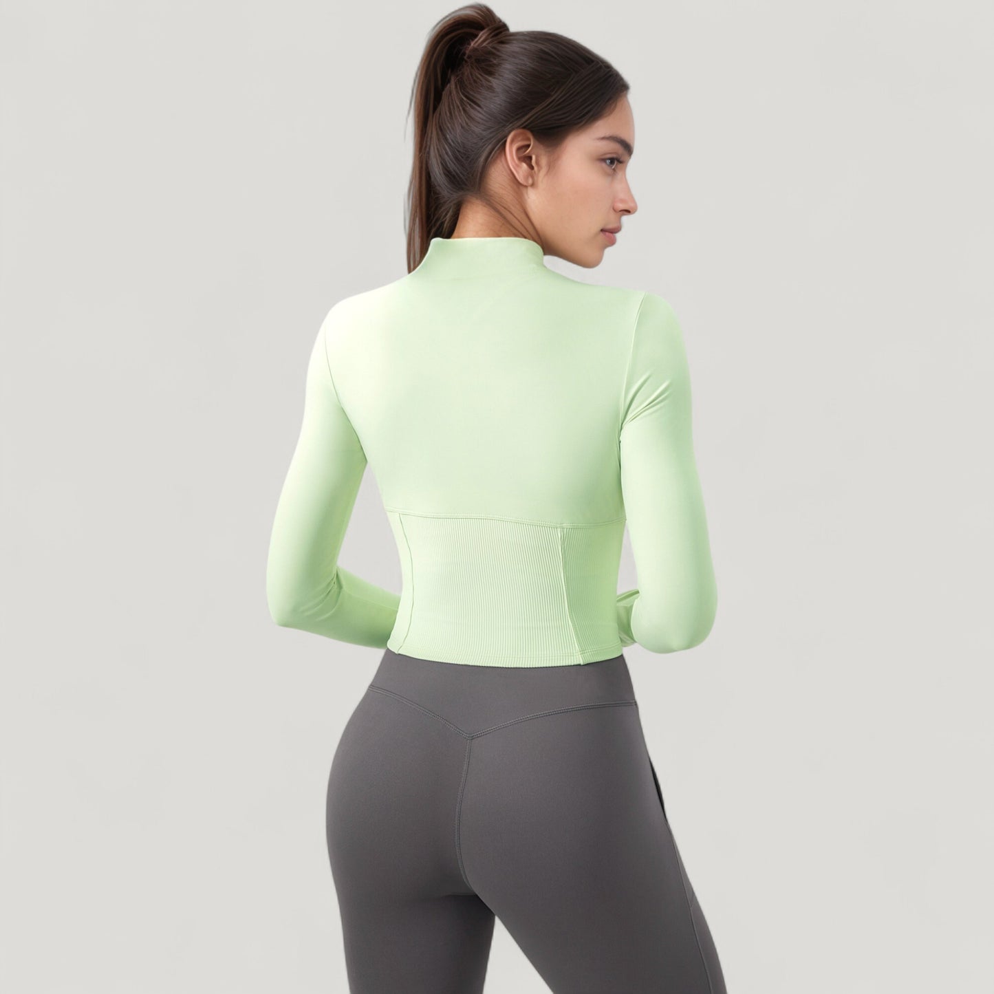 Anna-Kaci Active Women's Long Sleeve Zip-Up Cropped Active Jacket with Thumbhole Cuffs and Slim Fit Design