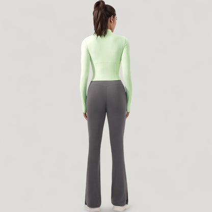 Anna-Kaci Active Women's Long Sleeve Zip-Up Cropped Active Jacket with Thumbhole Cuffs and Slim Fit Design