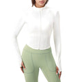 Anna-Kaci Active Women's Long Sleeve Zip-Up Cropped Active Jacket with Thumbhole Cuffs and Slim Fit Design