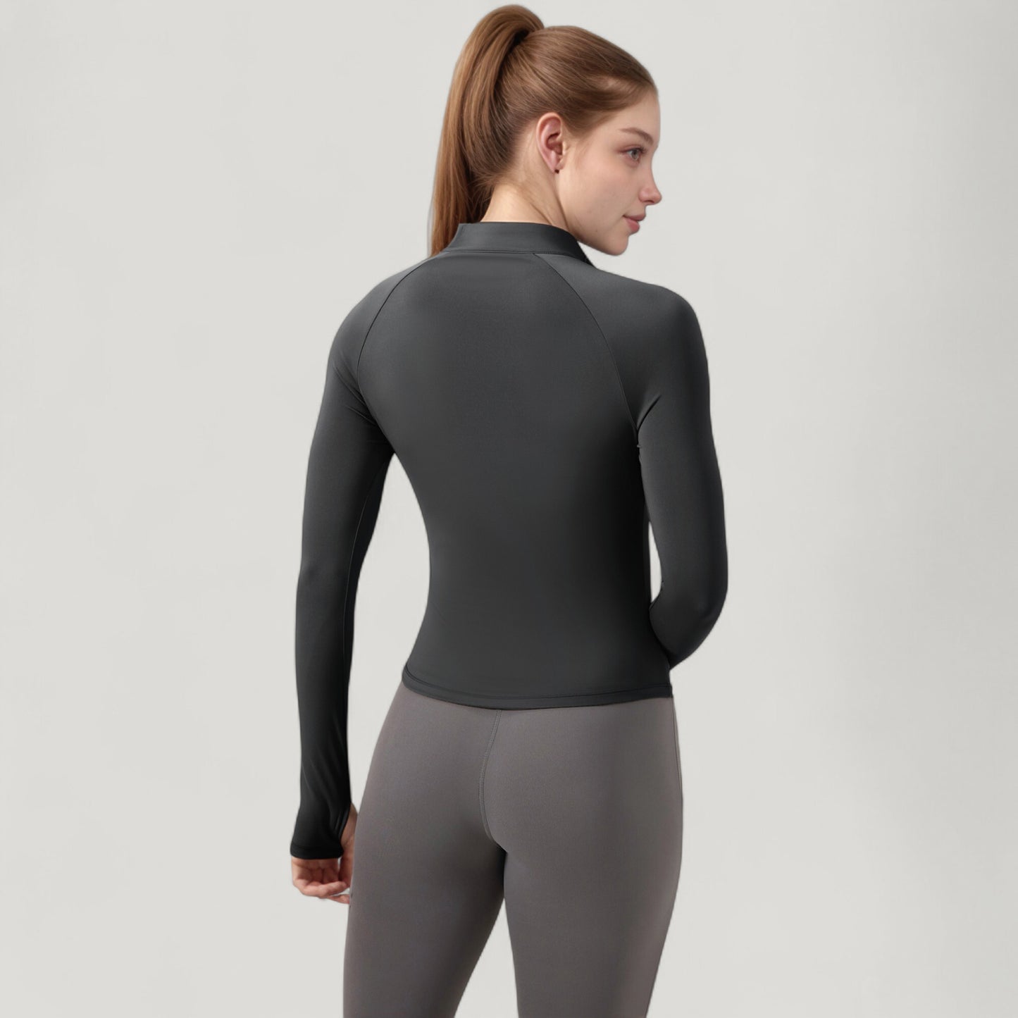 Anna-Kaci Active Women's Long Sleeve Half-Zip Slim Fit Active Jacket with Thumbhole Cuffs and Mock Neck