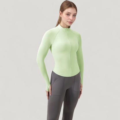 Anna-Kaci Active Women's Long Sleeve Half-Zip Slim Fit Active Jacket with Thumbhole Cuffs and Mock Neck