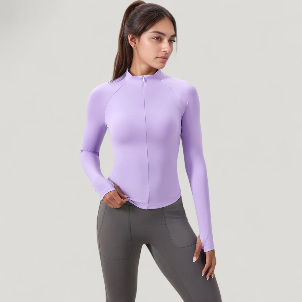 Anna-Kaci Active Women's Long Sleeve Half-Zip Slim Fit Active Jacket with Thumbhole Cuffs and Mock Neck