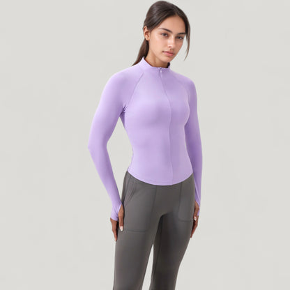 Anna-Kaci Active Women's Long Sleeve Half-Zip Slim Fit Active Jacket with Thumbhole Cuffs and Mock Neck
