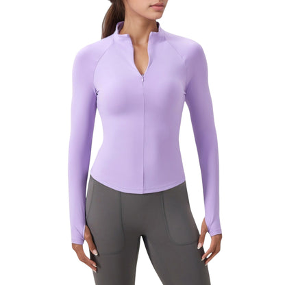 Anna-Kaci Active Women's Long Sleeve Half-Zip Slim Fit Active Jacket with Thumbhole Cuffs and Mock Neck