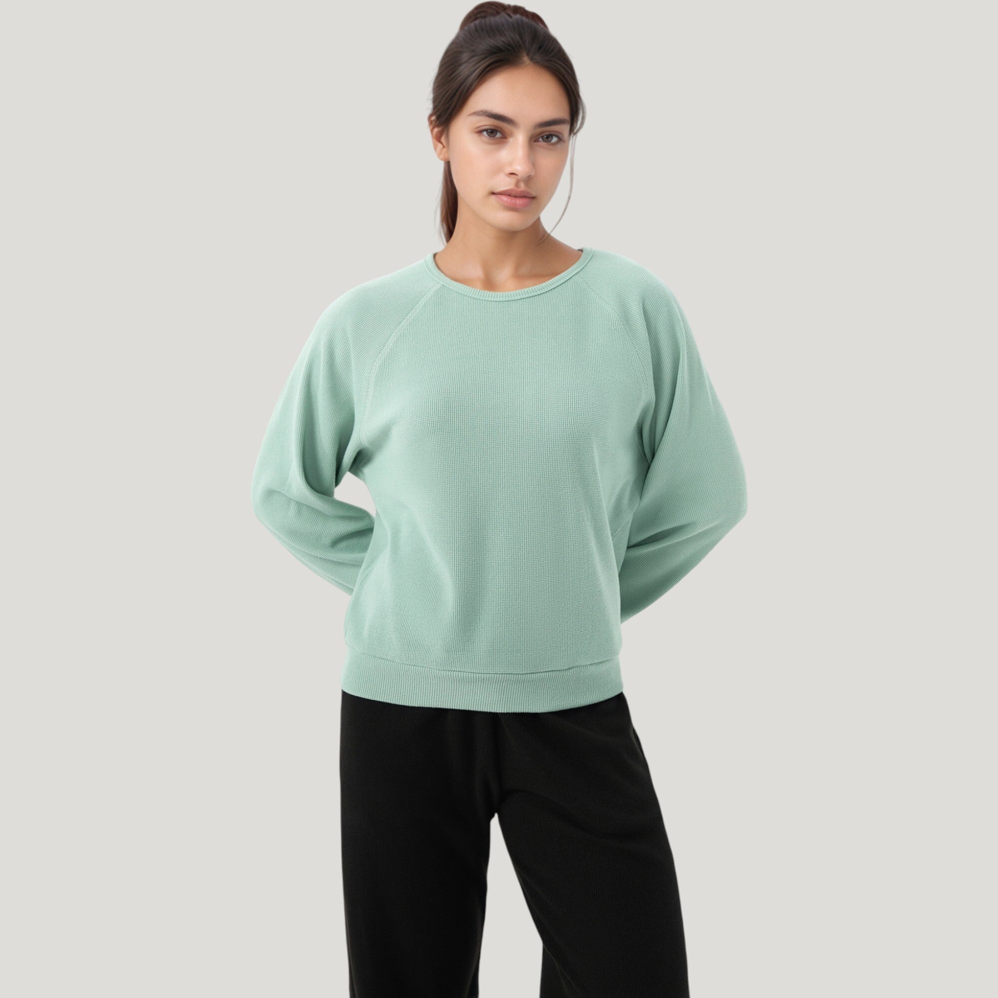 Anna-Kaci Active Women's Long Sleeve Crew Neck Pullover Top with Relaxed Fit and Ribbed Cuffs