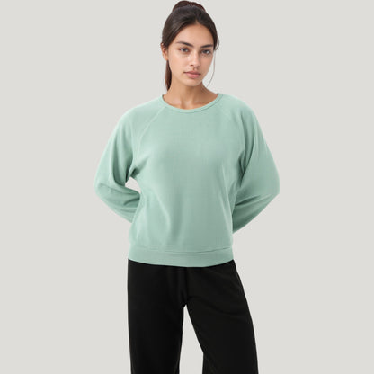Anna-Kaci Active Women's Long Sleeve Crew Neck Pullover Top with Relaxed Fit and Ribbed Cuffs