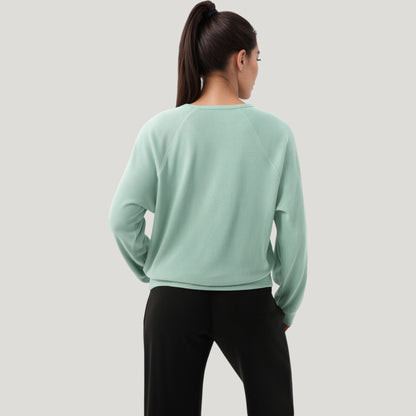 Anna-Kaci Active Women's Long Sleeve Crew Neck Pullover Top with Relaxed Fit and Ribbed Cuffs