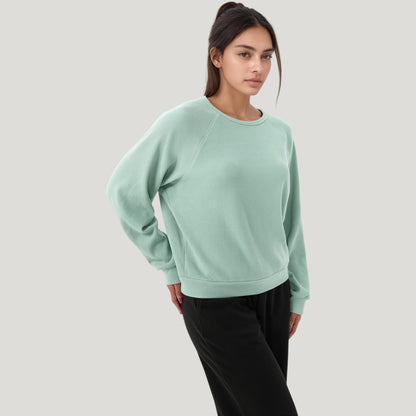 Anna-Kaci Active Women's Long Sleeve Crew Neck Pullover Top with Relaxed Fit and Ribbed Cuffs