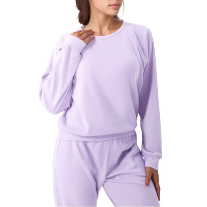 Anna-Kaci Active Women's Long Sleeve Crew Neck Pullover Top with Relaxed Fit and Ribbed Cuffs
