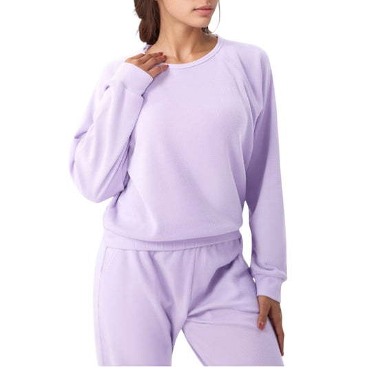 Anna-Kaci Active Women's Long Sleeve Crew Neck Pullover Top with Relaxed Fit and Ribbed Cuffs