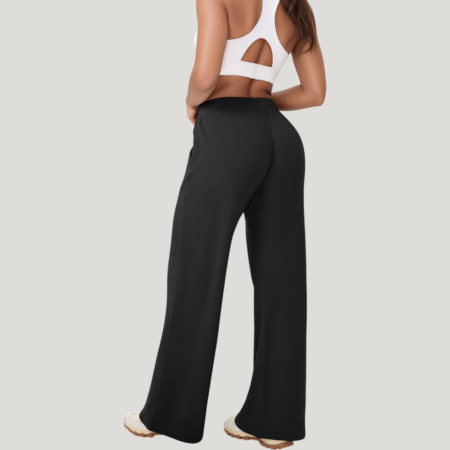 Anna-Kaci Active Women's High Waist Wide Leg Athletic Pants with Side Pockets and Elastic Waistband