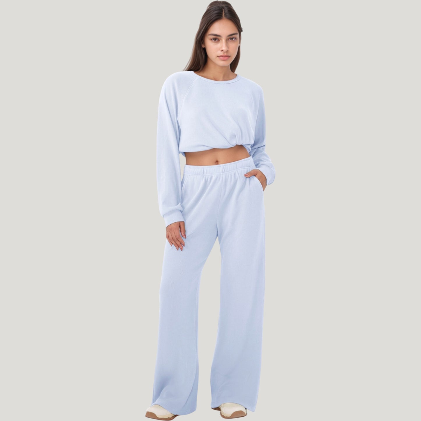 Anna-Kaci Active Women's High Waist Wide Leg Athletic Pants with Side Pockets and Elastic Waistband