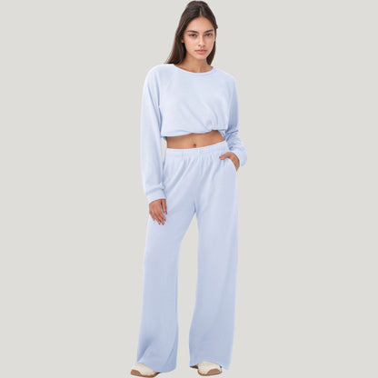 Anna-Kaci Active Women's High Waist Wide Leg Athletic Pants with Side Pockets and Elastic Waistband