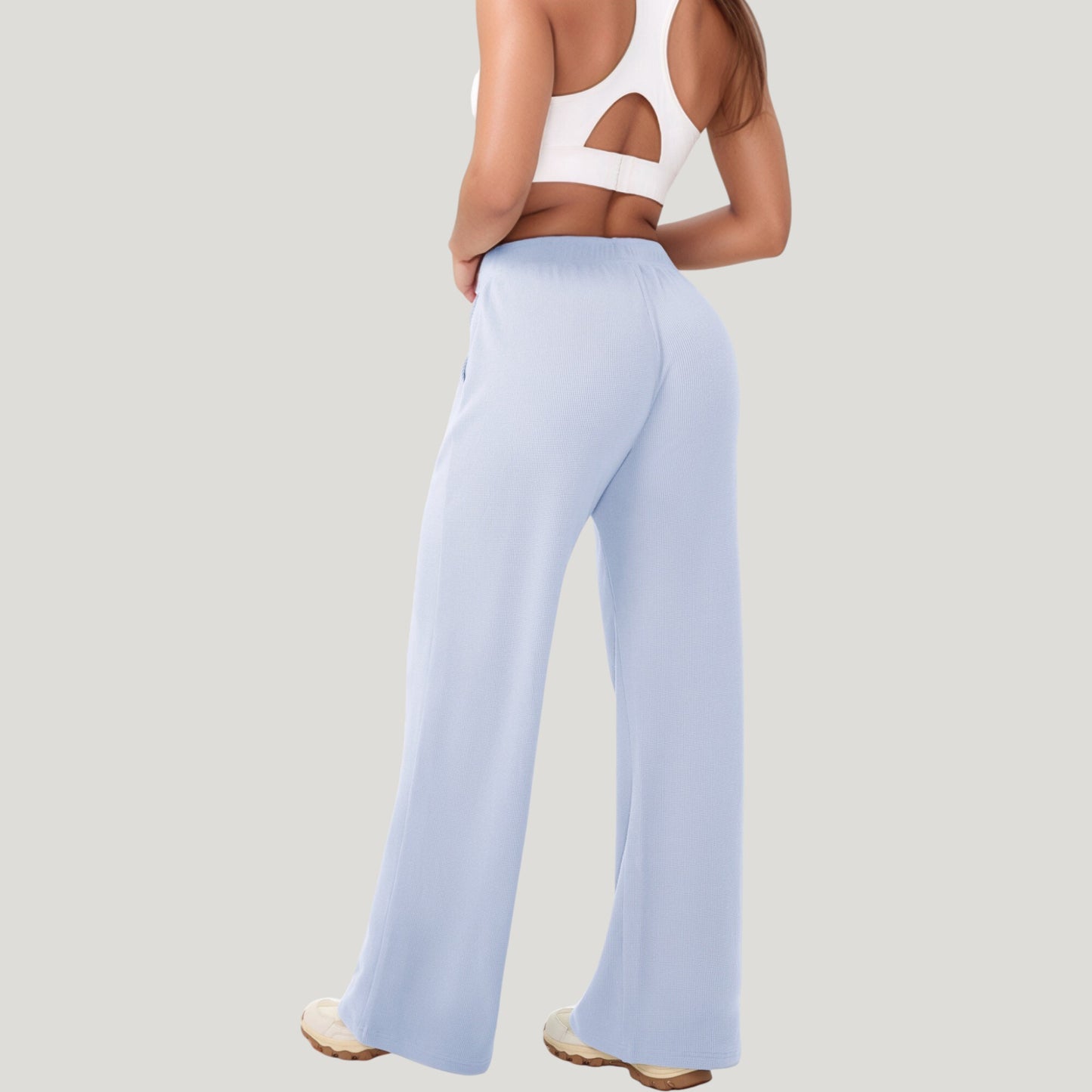 Anna-Kaci Active Women's High Waist Wide Leg Athletic Pants with Side Pockets and Elastic Waistband