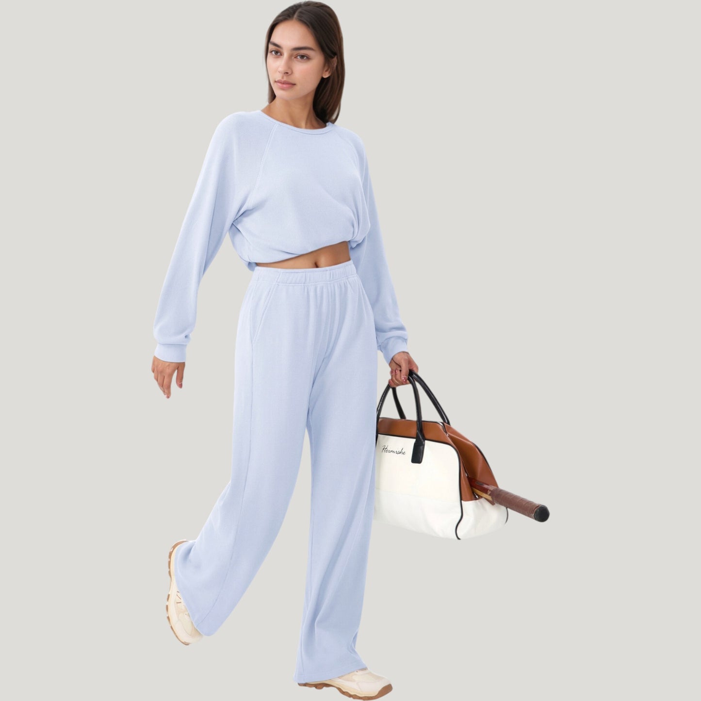 Anna-Kaci Active Women's High Waist Wide Leg Athletic Pants with Side Pockets and Elastic Waistband