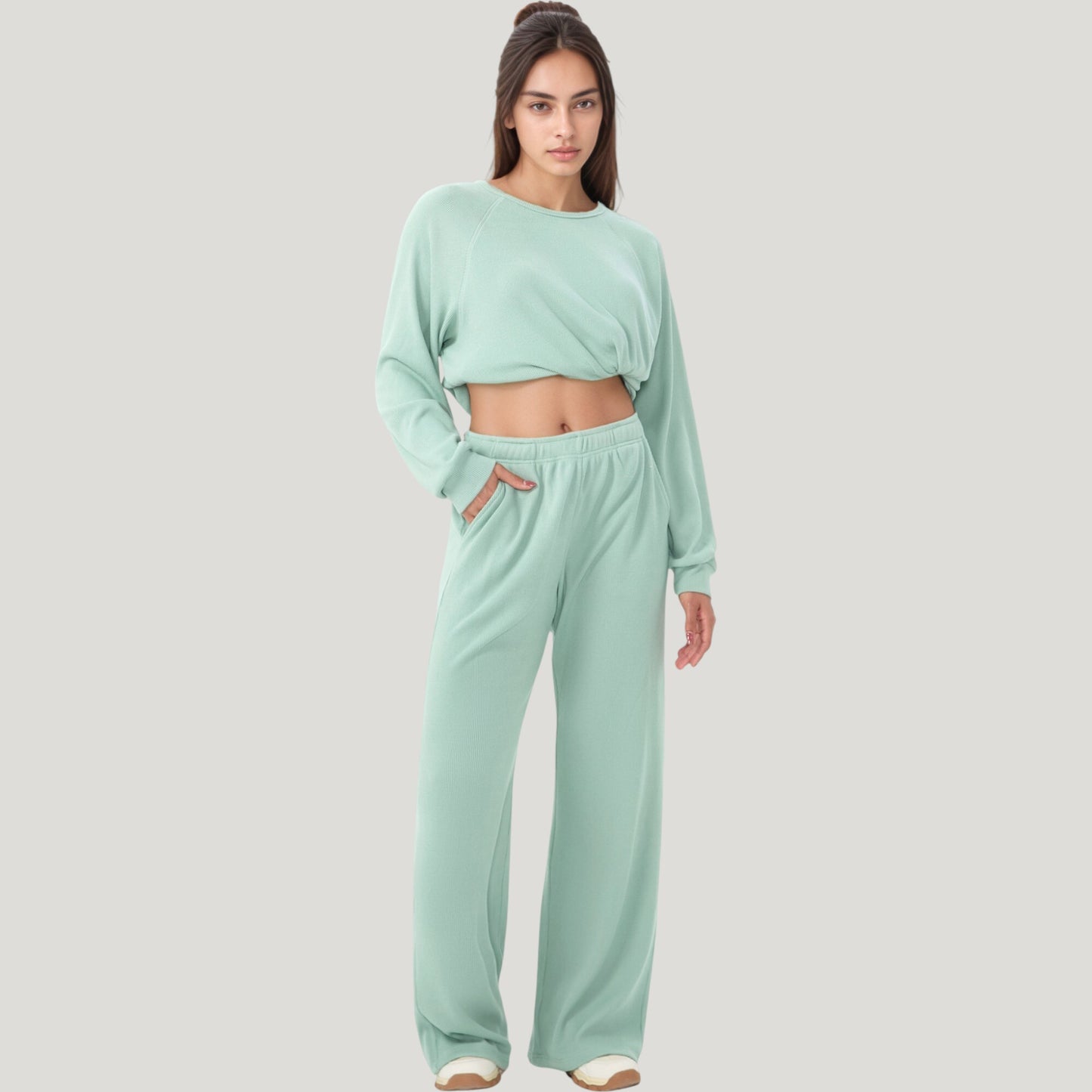Anna-Kaci Active Women's High Waist Wide Leg Athletic Pants with Side Pockets and Elastic Waistband