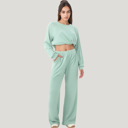 Anna-Kaci Active Women's High Waist Wide Leg Athletic Pants with Side Pockets and Elastic Waistband