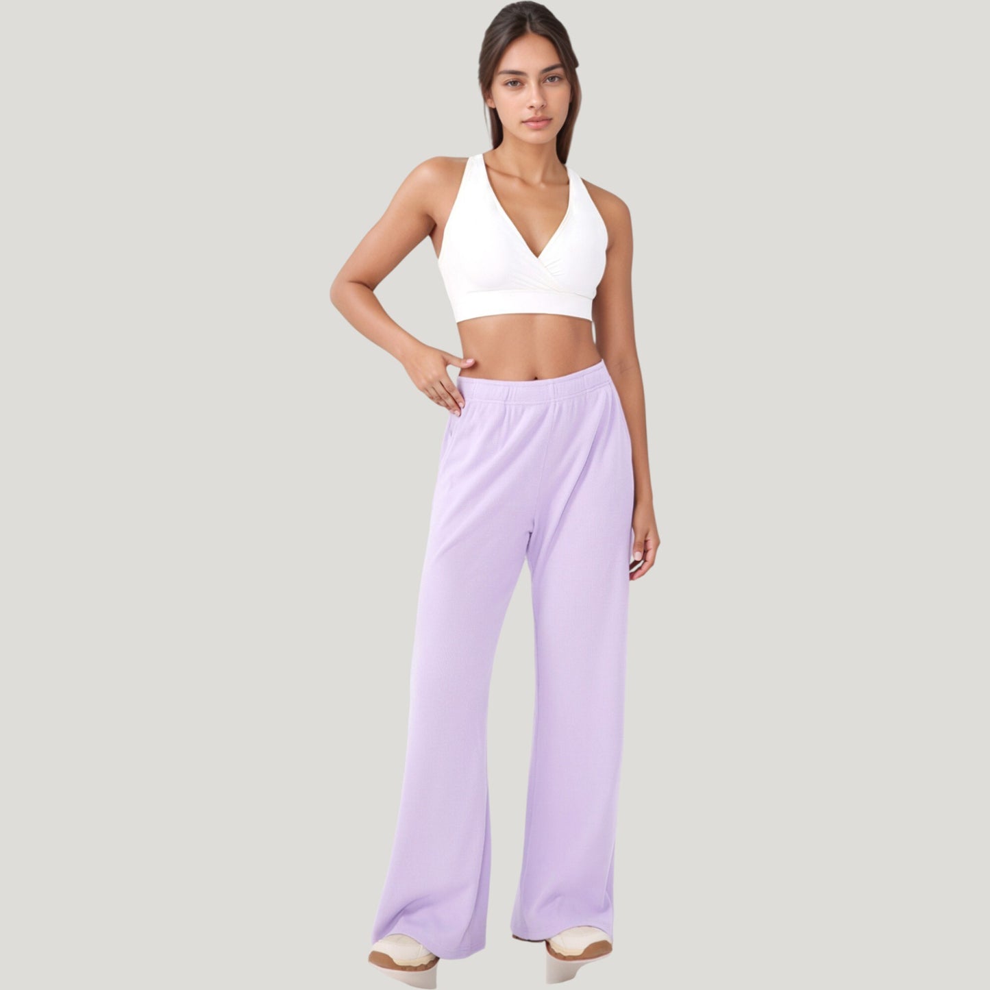 Anna-Kaci Active Women's High Waist Wide Leg Athletic Pants with Side Pockets and Elastic Waistband