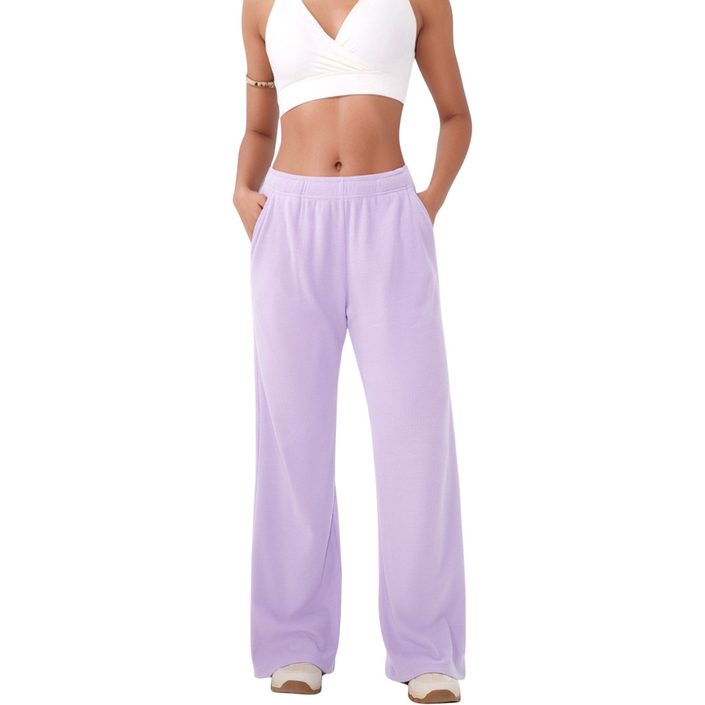Anna-Kaci Active Women's High Waist Wide Leg Athletic Pants with Side Pockets and Elastic Waistband