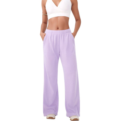 Anna-Kaci Active Women's High Waist Wide Leg Athletic Pants with Side Pockets and Elastic Waistband