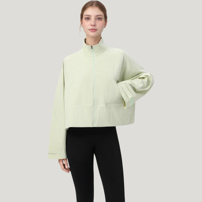 Anna-Kaci Active Women's Zip Up Lightweight Active Jacket with Stand Collar and Relaxed Fit