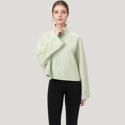 Anna-Kaci Active Women's Zip Up Lightweight Active Jacket with Stand Collar and Relaxed Fit