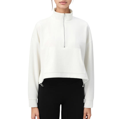 Anna-Kaci Active Women's Long Sleeve Half Zip Pullover Top with Mock Neck and Kangaroo Pocket