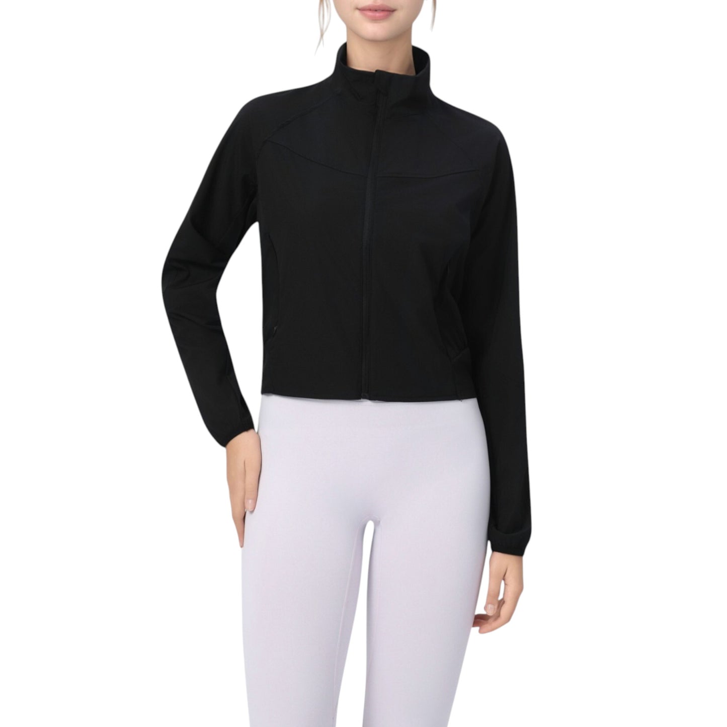 Anna-Kaci Active Women's Lightweight Zip Up Active Jacket with Stand Collar and Slim Fit