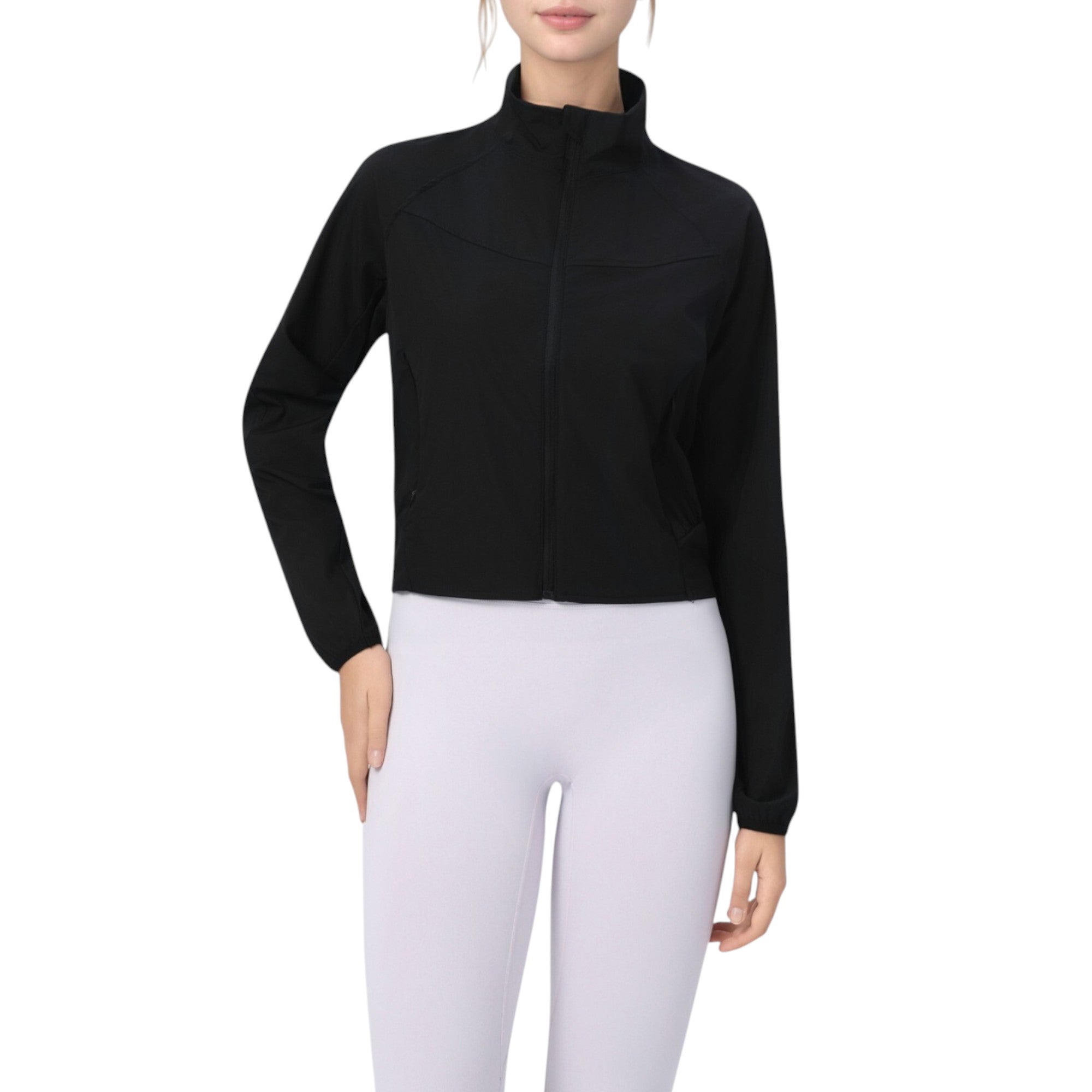 Anna-Kaci Active Women's Lightweight Zip Up Active Jacket with Stand Collar and Slim Fit