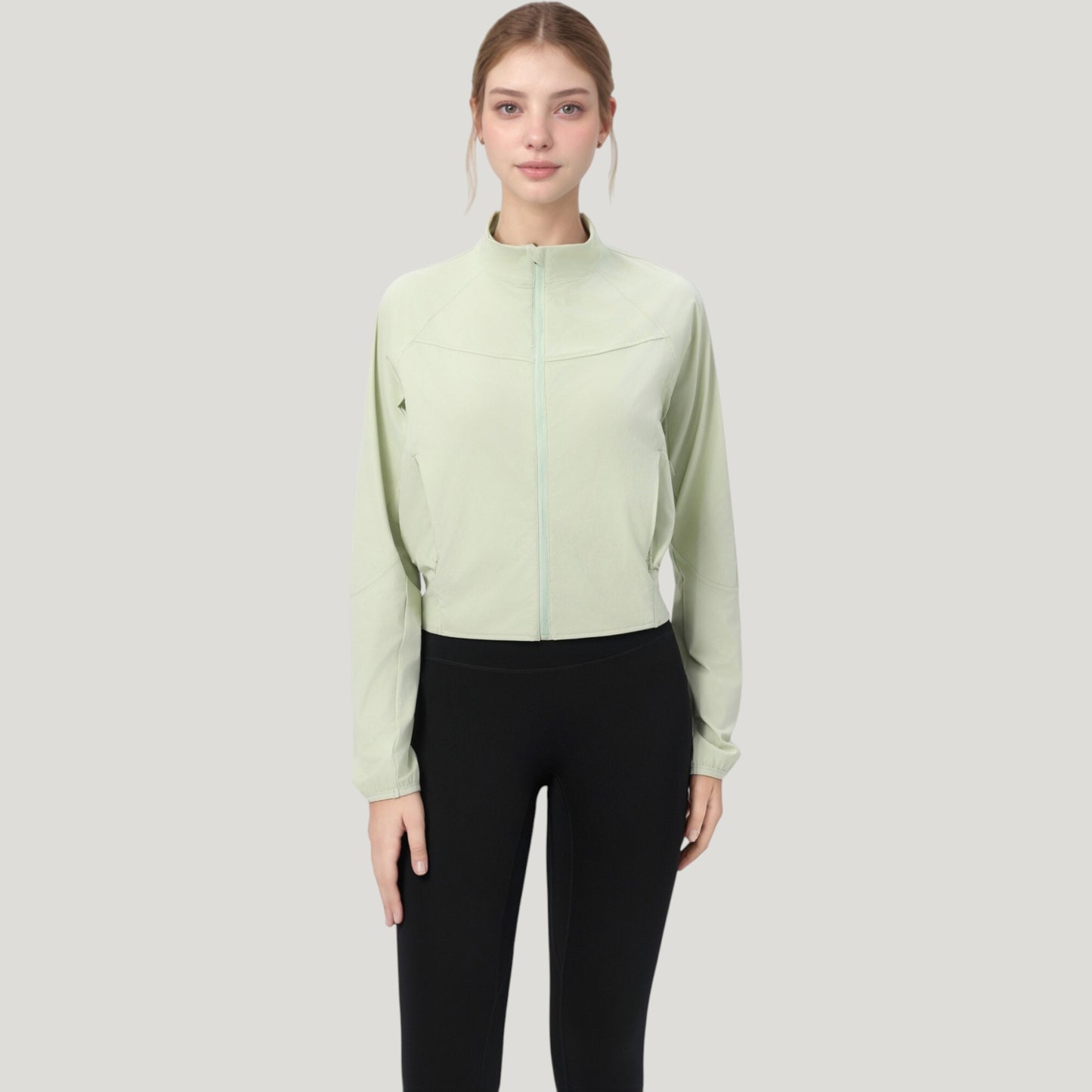 Anna-Kaci Active Women's Lightweight Zip Up Active Jacket with Stand Collar and Slim Fit