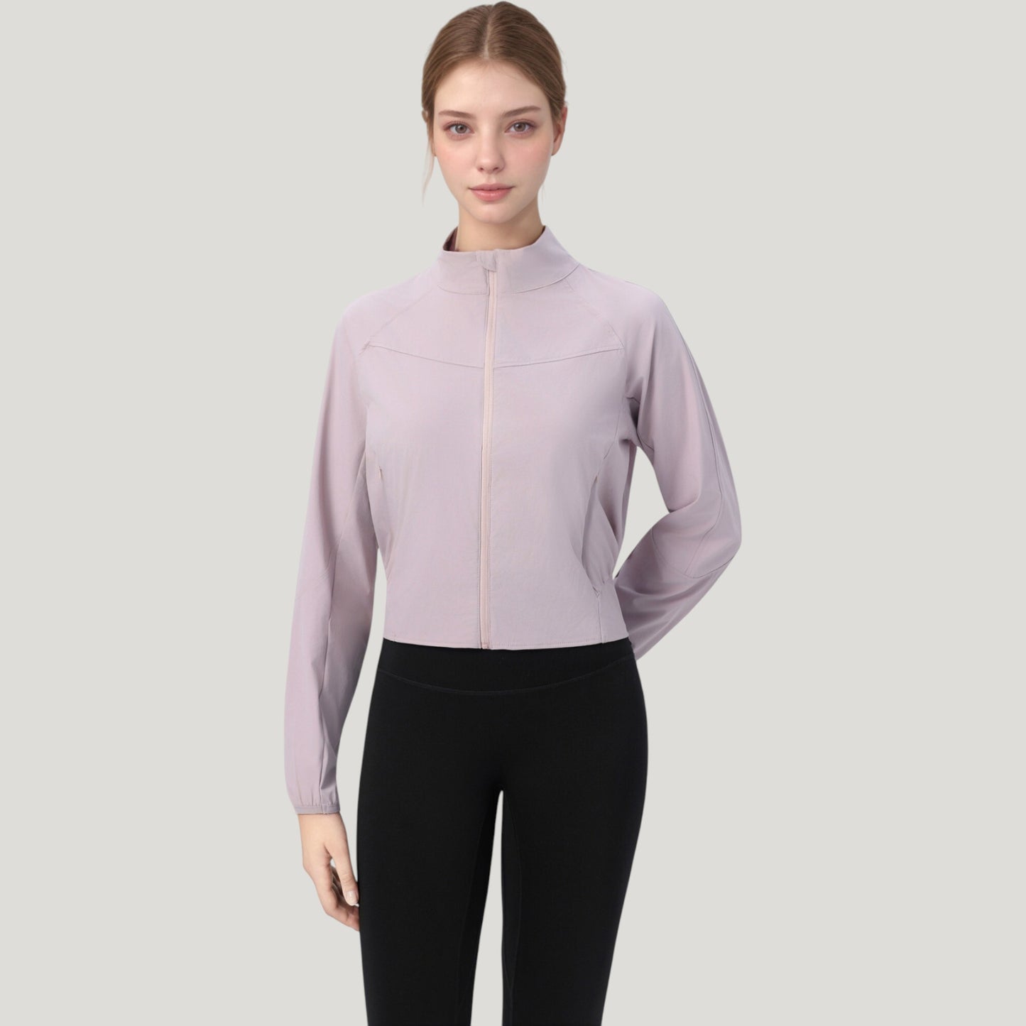 Anna-Kaci Active Women's Lightweight Zip Up Active Jacket with Stand Collar and Slim Fit