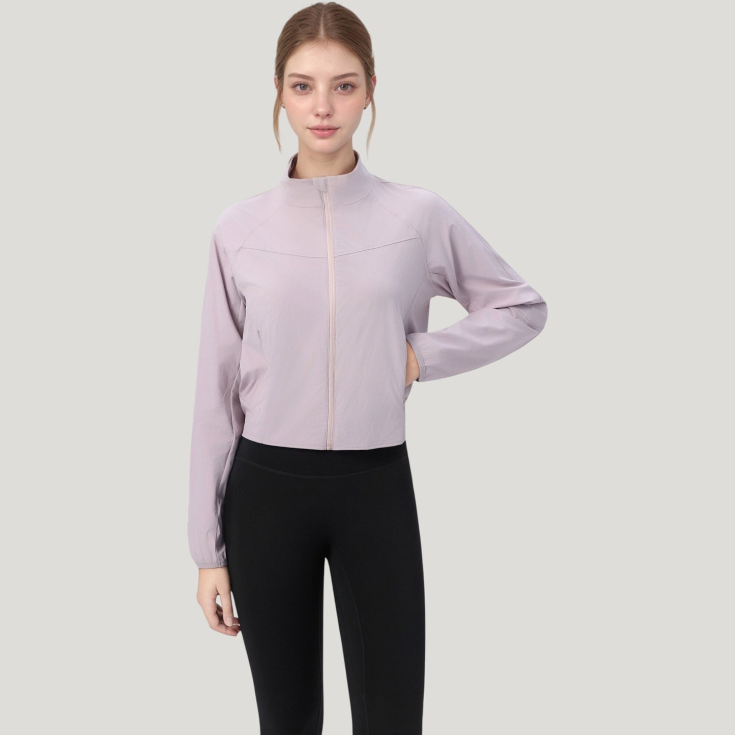 Anna-Kaci Active Women's Lightweight Zip Up Active Jacket with Stand Collar and Slim Fit