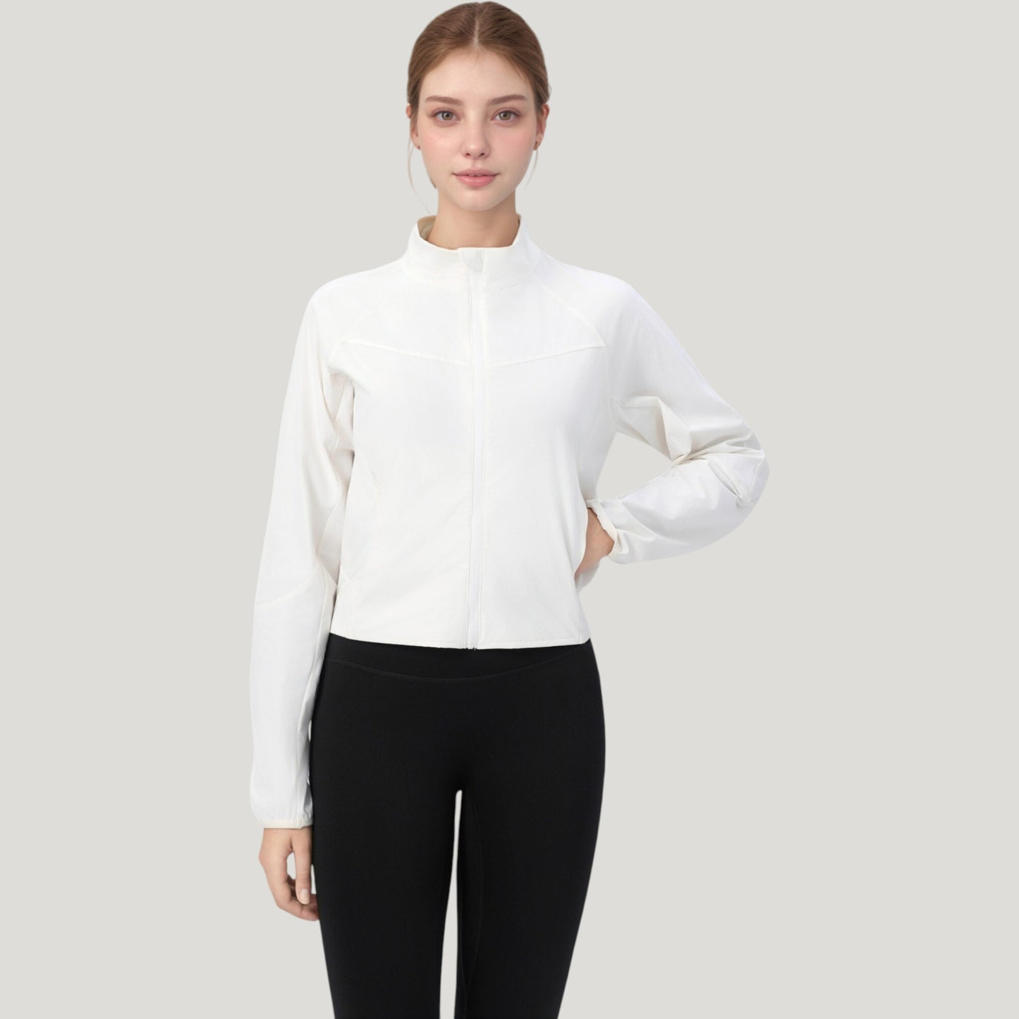 Anna-Kaci Active Women's Lightweight Zip Up Active Jacket with Stand Collar and Slim Fit