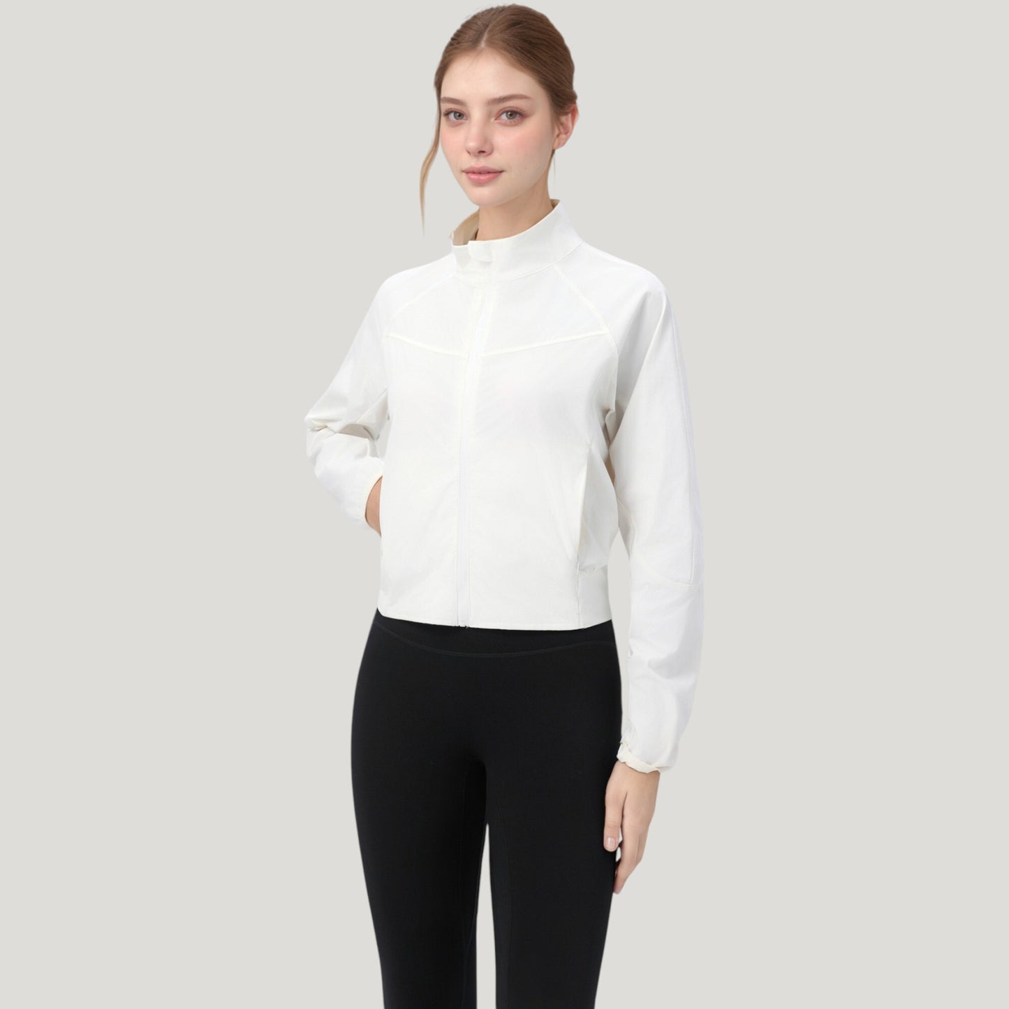 Anna-Kaci Active Women's Lightweight Zip Up Active Jacket with Stand Collar and Slim Fit