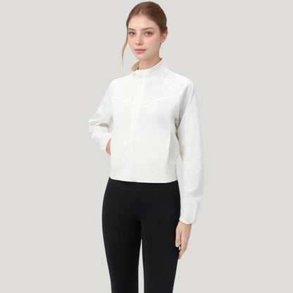Anna-Kaci Active Women's Lightweight Zip Up Active Jacket with Stand Collar and Slim Fit