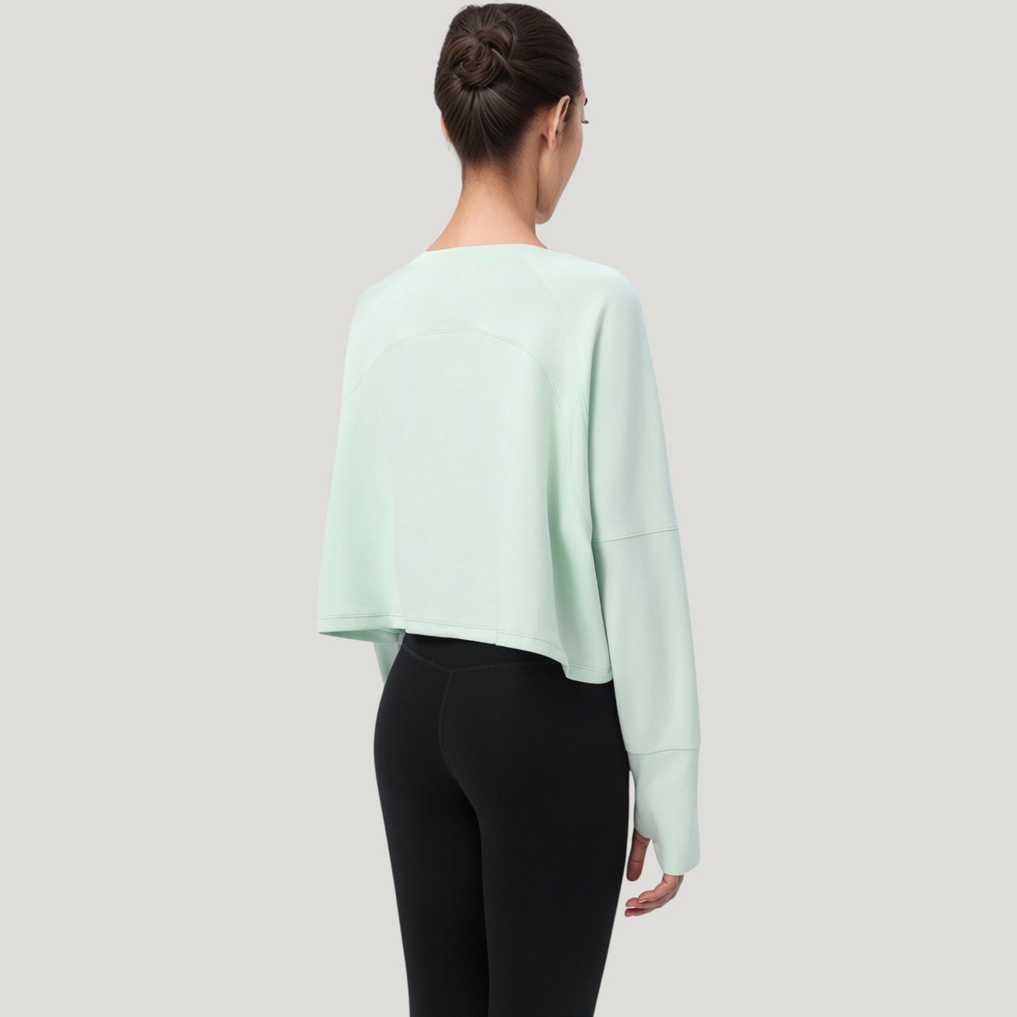Anna-Kaci Active Women's Cropped Long Sleeve Active Top with Relaxed Fit and Crew Neck