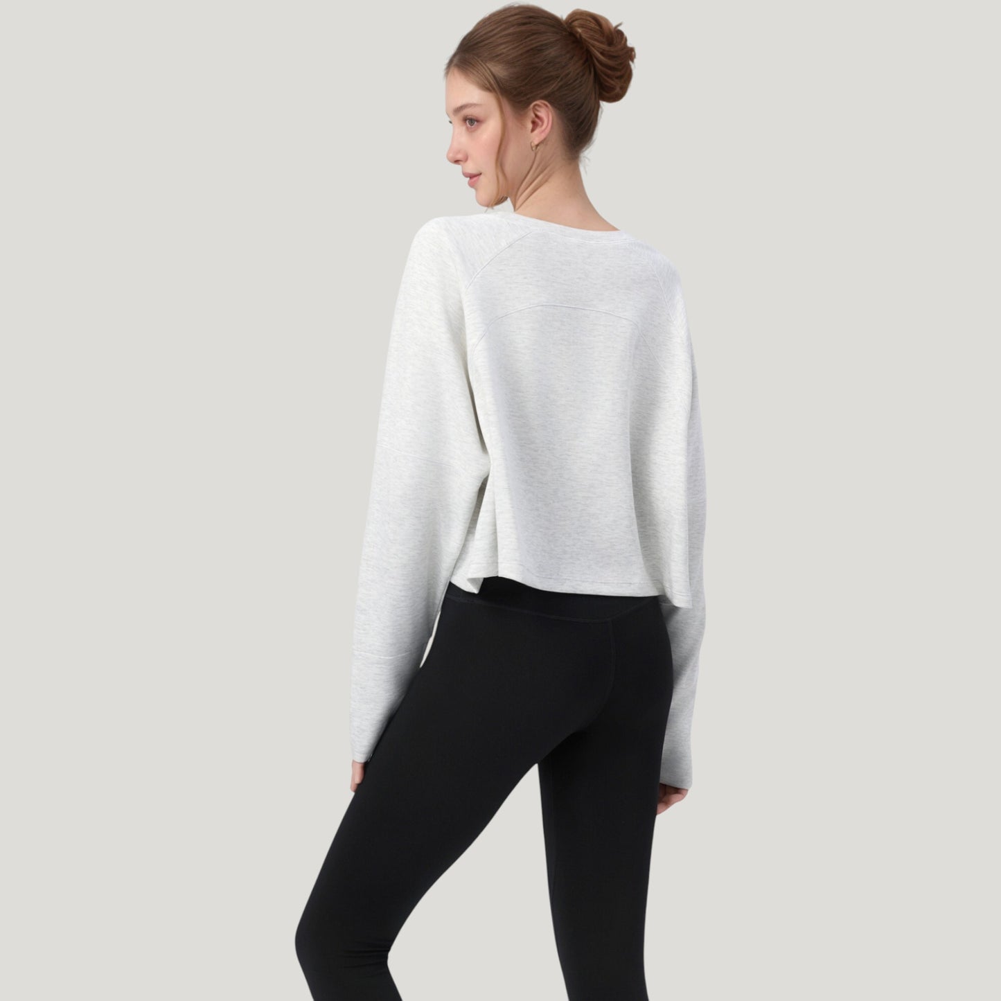 Anna-Kaci Active Women's Cropped Long Sleeve Active Top with Relaxed Fit and Crew Neck