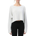 Anna-Kaci Active Women's Cropped Long Sleeve Active Top with Relaxed Fit and Crew Neck