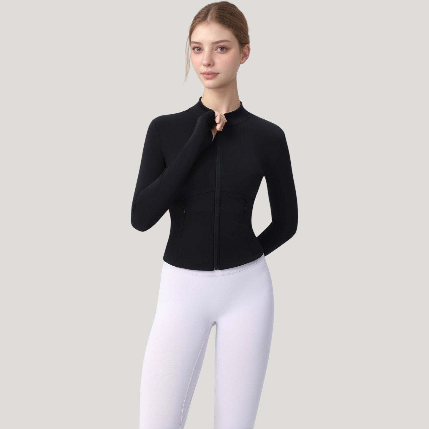 Anna-Kaci Active Women's Long Sleeve Full Zip Athletic Jacket with Thumbholes and Fitted Silhouette