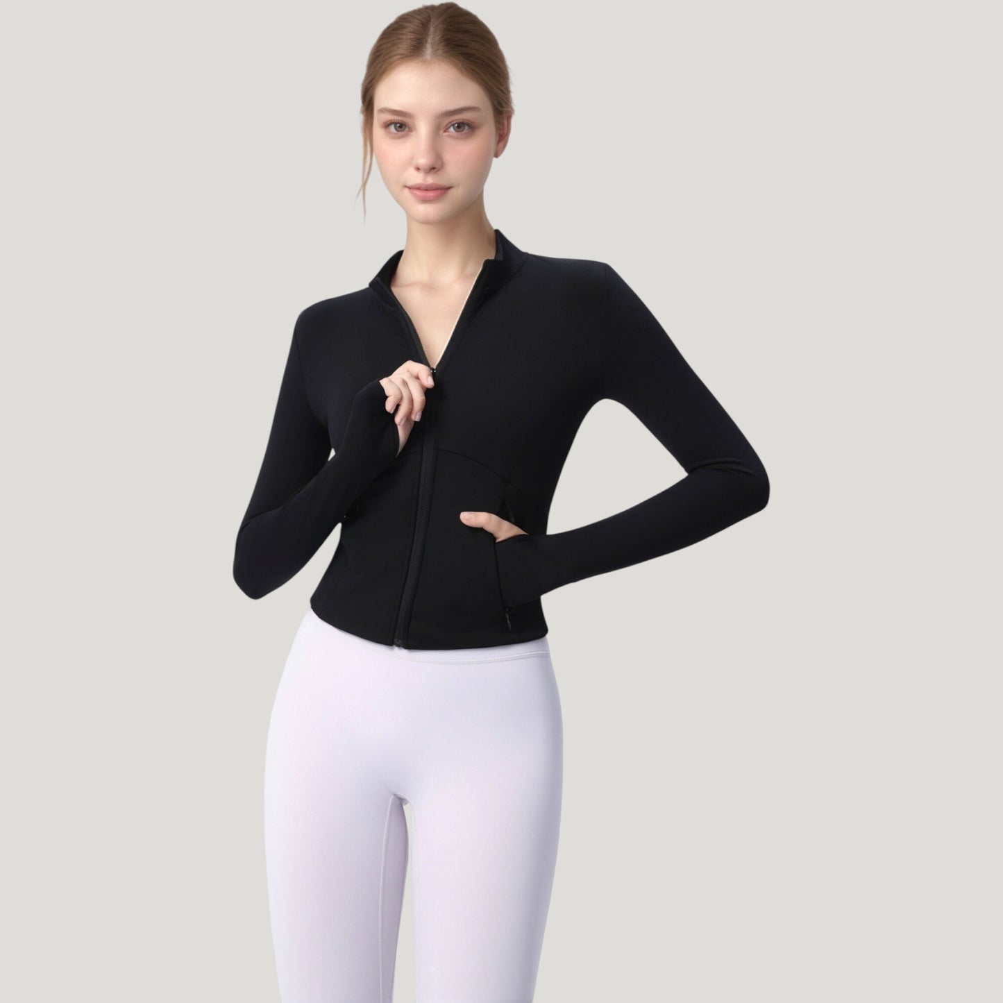 Anna-Kaci Active Women's Long Sleeve Full Zip Athletic Jacket with Thumbholes and Fitted Silhouette
