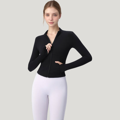 Anna-Kaci Active Women's Long Sleeve Full Zip Athletic Jacket with Thumbholes and Fitted Silhouette
