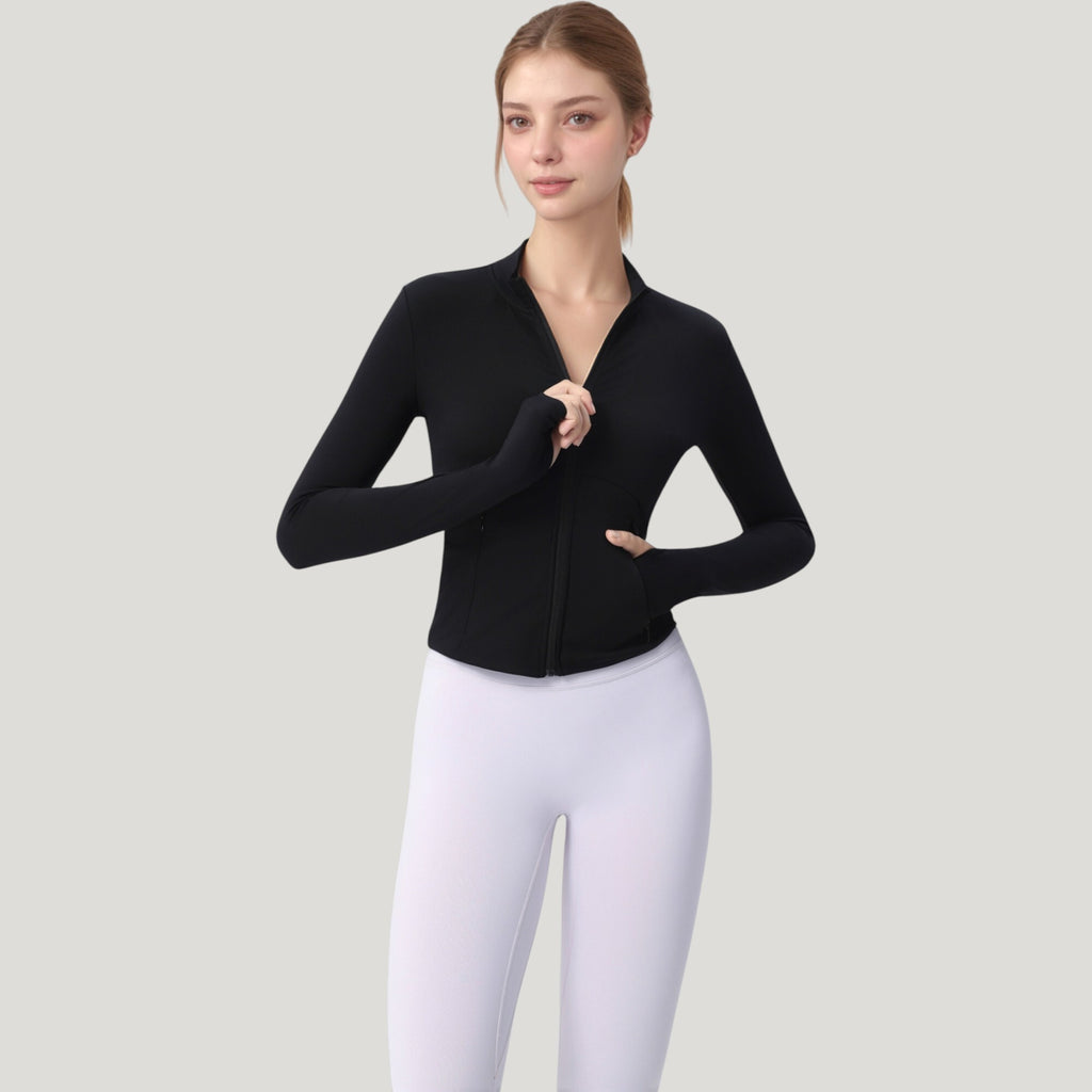 Anna-Kaci Active Women's Long Sleeve Full Zip Athletic Jacket with Thumbholes and Fitted Silhouette