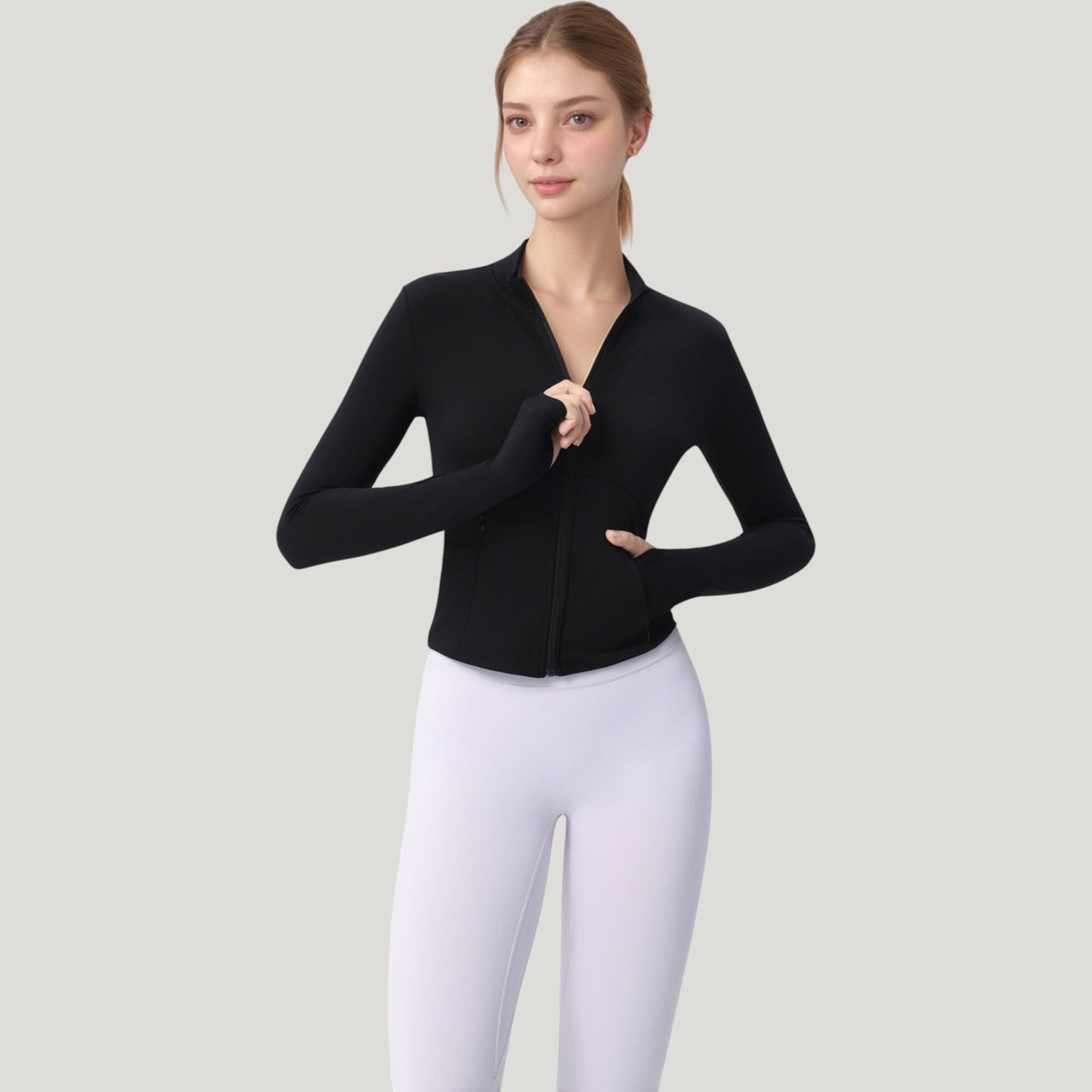 Anna-Kaci Active Women's Long Sleeve Full Zip Athletic Jacket with Thumbholes and Fitted Silhouette