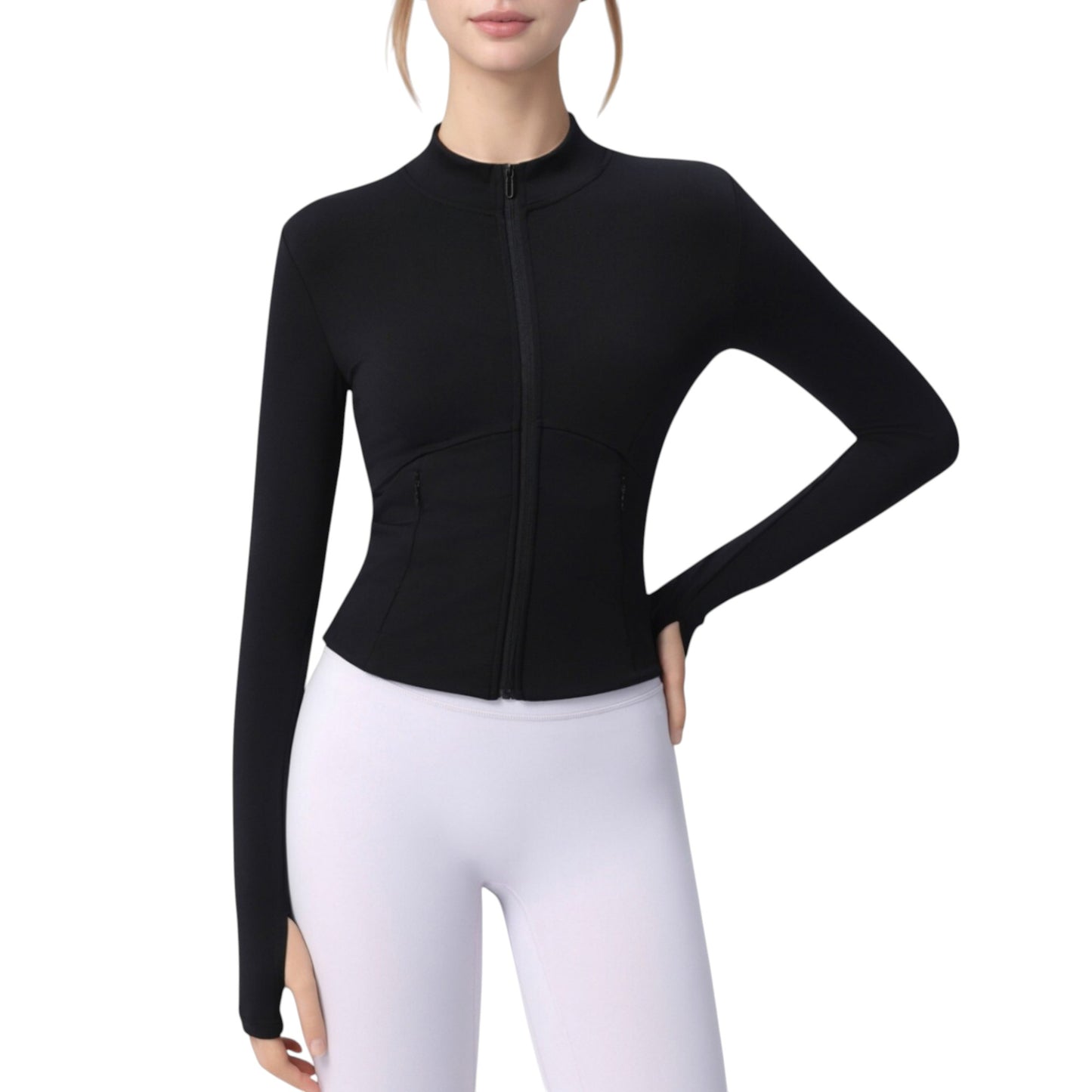 Anna-Kaci Active Women's Long Sleeve Full Zip Athletic Jacket with Thumbholes and Fitted Silhouette
